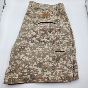 Cabelas Mens Digital Camo Cargo Shorts Tan Green Cotton Size 40 ST032 SFG